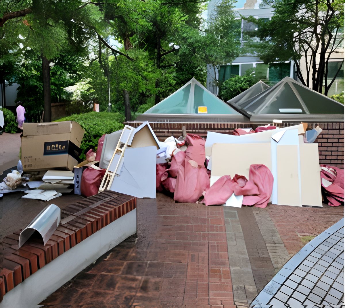옥상 테라스 폐기물 정리 작업 전 모습